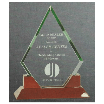 Glass Pyramid Trophy with Red Base