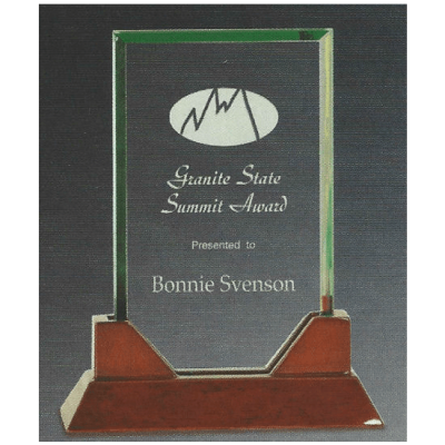 Glass Rectangle Trophy with Red Base