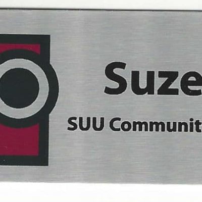 Silver Nametag with Black Letters