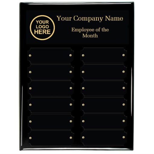 Black Piano Finish Black and Gold Black Piano Finish Employee of the month Plaque