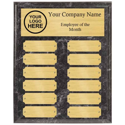 Black marble with Gold Plates Black Marble Employee of the month perpetual plaques with gold plates