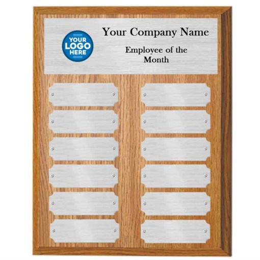 Oak Sublimated Perpetual Plaque Oak and Silver Employee of the Month Perpetual Plaque
