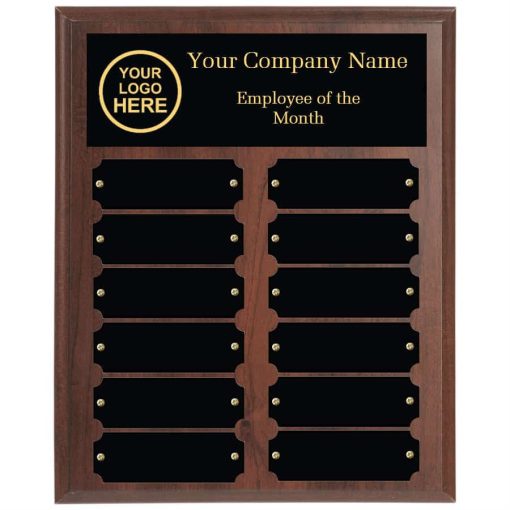 Walnut Black and Gold Walnut employee of the month plaque