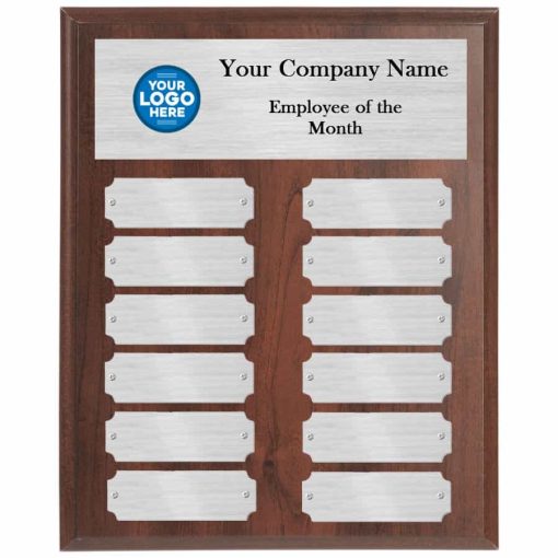 Walnut Sublimated Perpetual Plaque Walnut and Silver Employee of the Month Perpetual Plaque