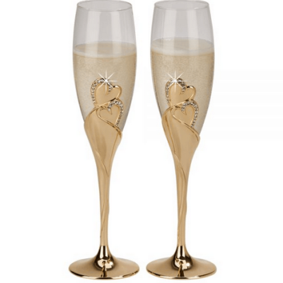 Forever Gold Wedding Flute Glasses