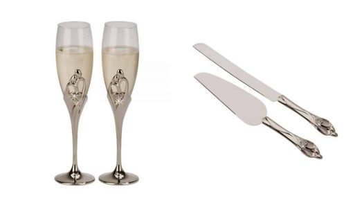 Embrace Wedding Set Embrace Toasting Flutes and Server Set Wedding Package