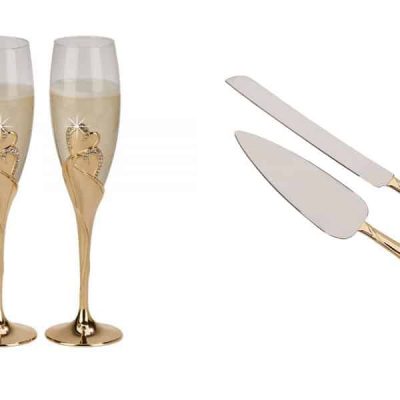 Forever Toasting Flutes and Server Set Wedding Package
