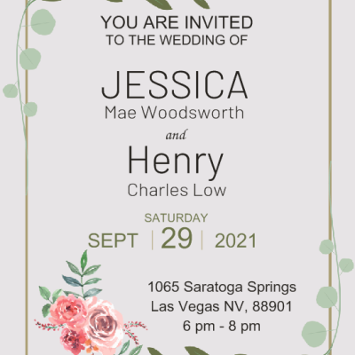 Natural Rose Elegant Metal Wedding Invitation