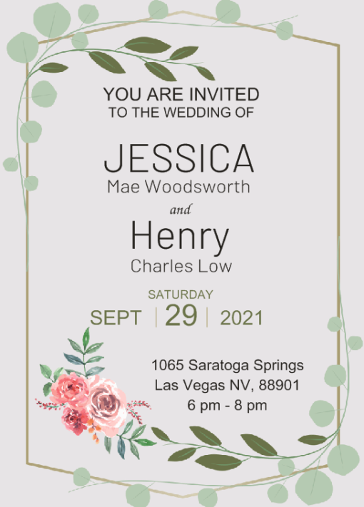 Invitation 1 Natural Rose Elegant Metal Wedding Invitation