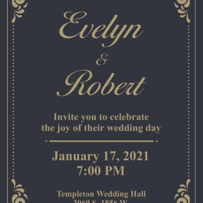 Black and Gold Metal Modern Wedding Invitation