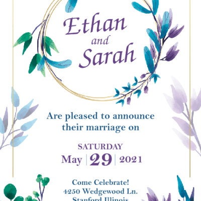 Blue and Purple Metal Abstract Wedding Invitation