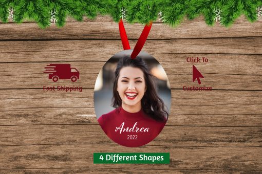 Photo Letter Oval Circle Portrait Christmas Ornament