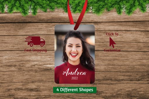 Photo Letter Rectangle Circle Portrait Christmas Ornament