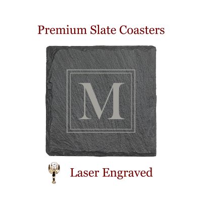 Square Monogram Square Slate Coaster