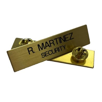 Gold Uniform Name Tag with 2 Lines of Engraving
