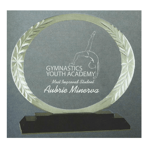 Glass Oval Tophy with Black Base