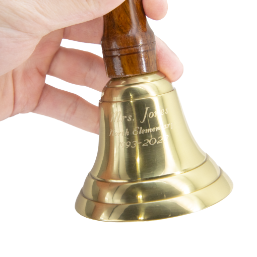 Solid Brass Teacher Bell Engraved