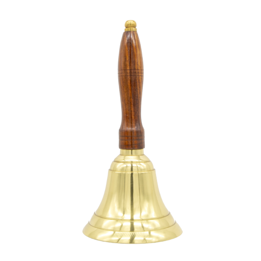 Large Brass Bell With Wooden Handle