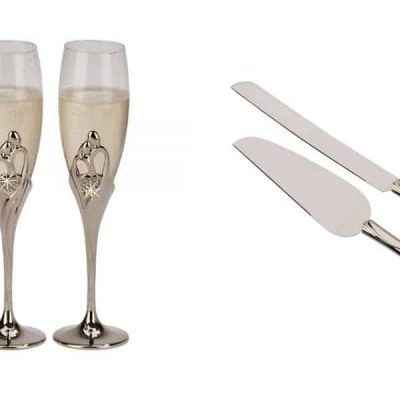 Embrace Toasting Flutes and Server Set Wedding Package