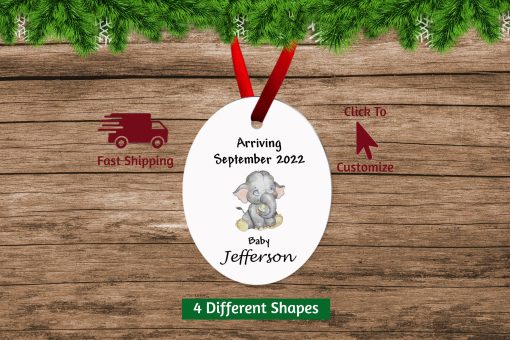 Baby Elephant Baby Announcement Ornament Oval