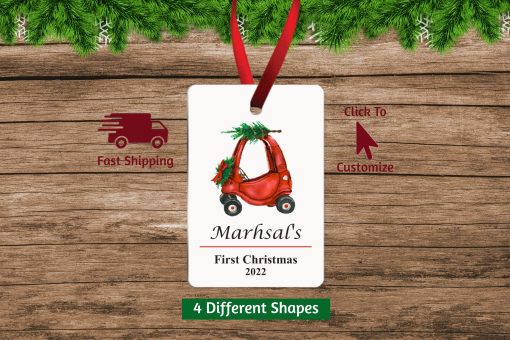 Baby Boy First Christmas Ornament Vertical Rectangle