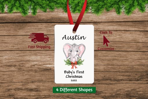 Baby Girl First Christmas Ornament Rectangle