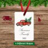 Family Christmas Ornament with Rustic Truck Vertical