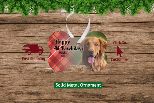 Happy Pawlidays Dog Photo Christmas Ornament