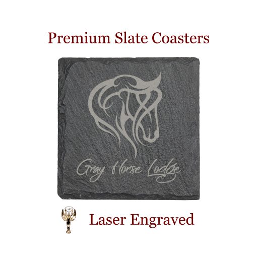 Square Slate Coaster with Logo