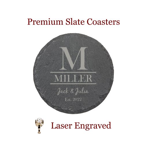 Monogram Established Slate Coaster