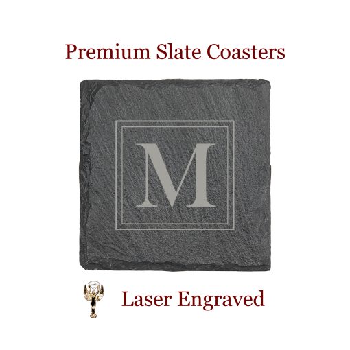 Square Monogram Square Slate Coaster