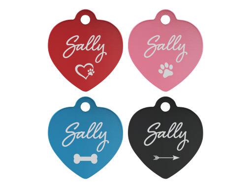 Cute Heart Shaped Pet Tags with Symbols