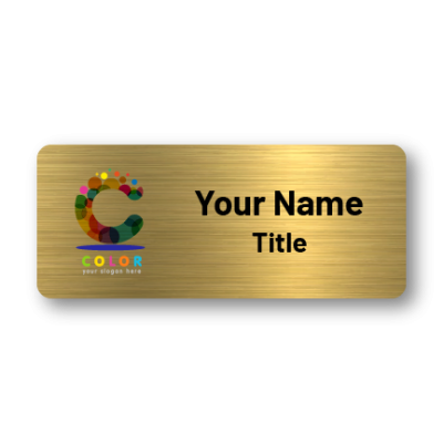 1.25 x 3 Gold Name Badges with Company Logo