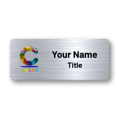 1.25 x 3 Silver Name Badges with Company Logo