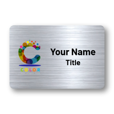 2x3 Silver Name Tag with Company Logo