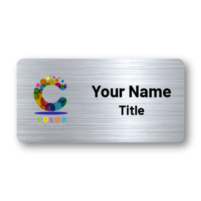 1.5 x 3 Silver Custom Name Tag with logo