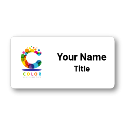 1.5 x 3 White Custom Name Tag with logo